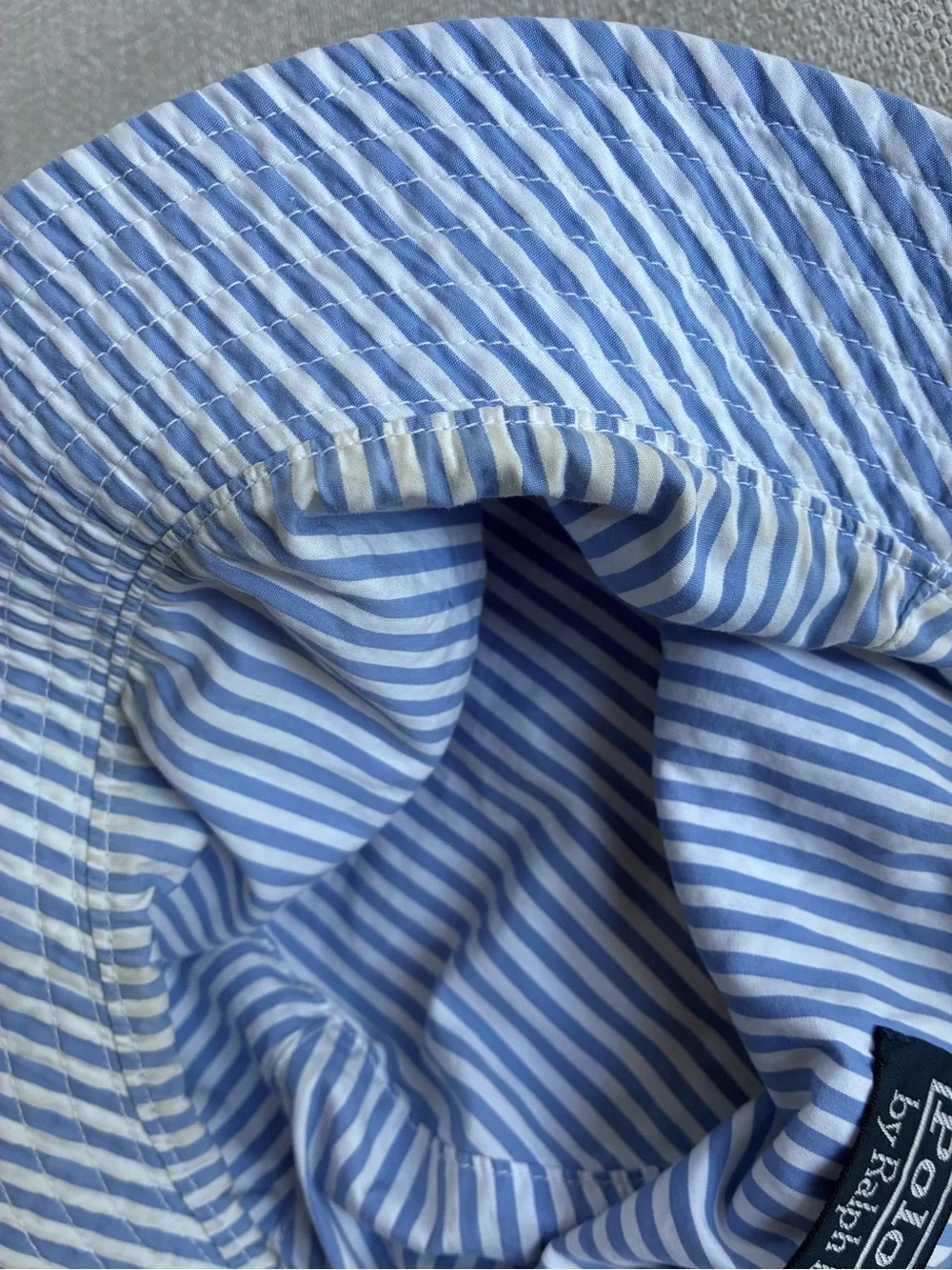 Ralph Lauren Bucket Hat Large / XL Gingham Print Blue and Orange Polo